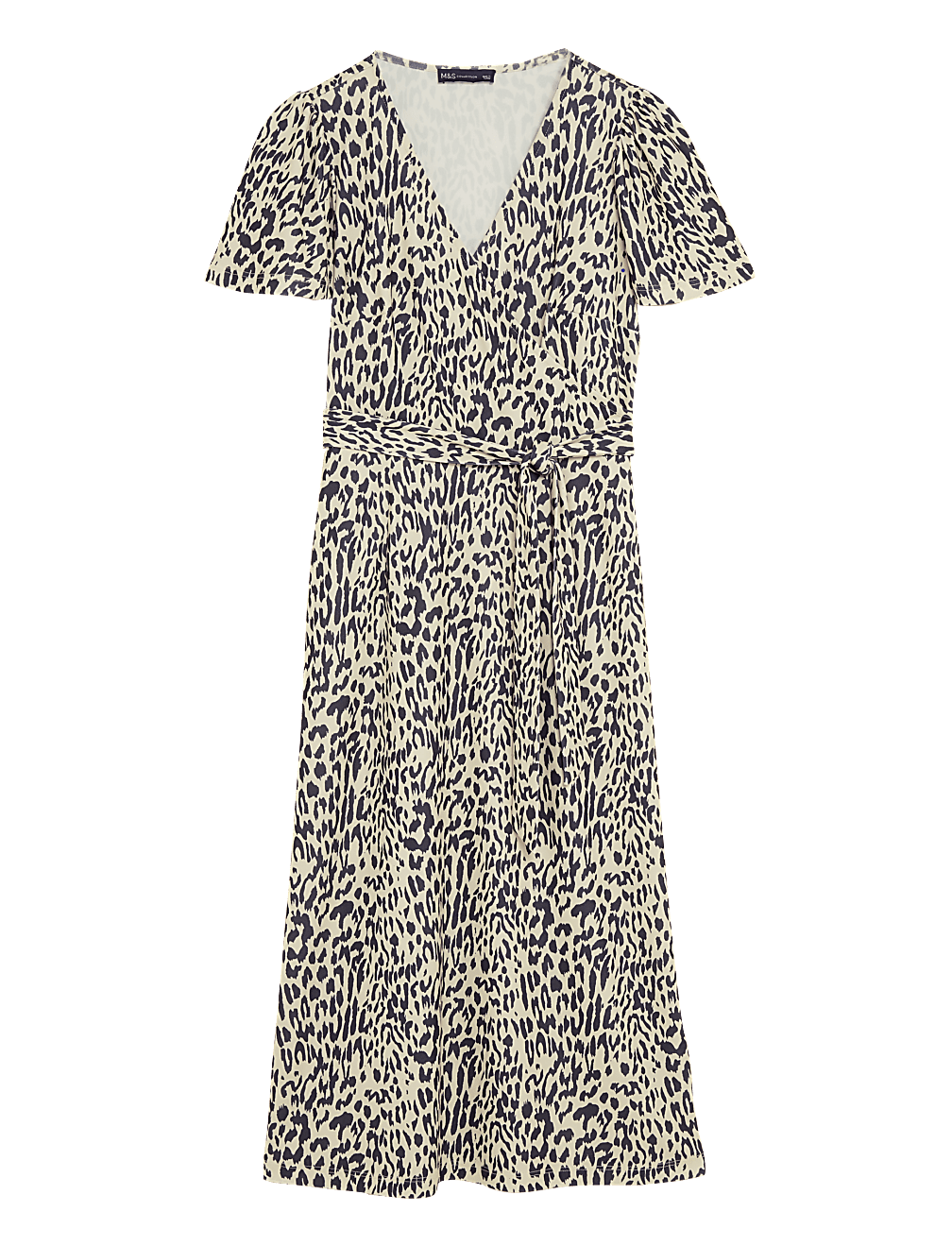 Jersey Animal Print V-Neck Midi Wrap Dress