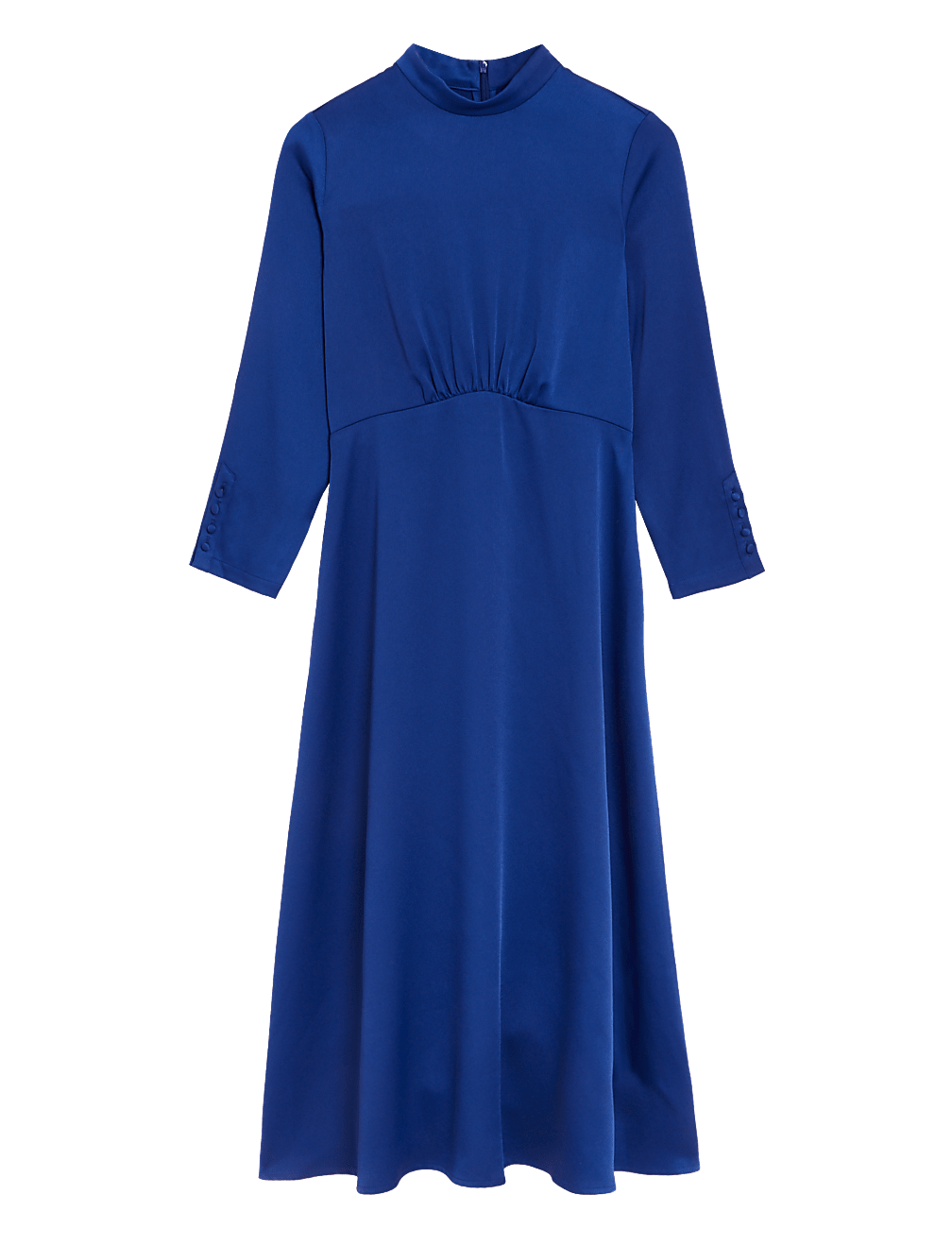 Satin Round Neck Midi Tea Dress