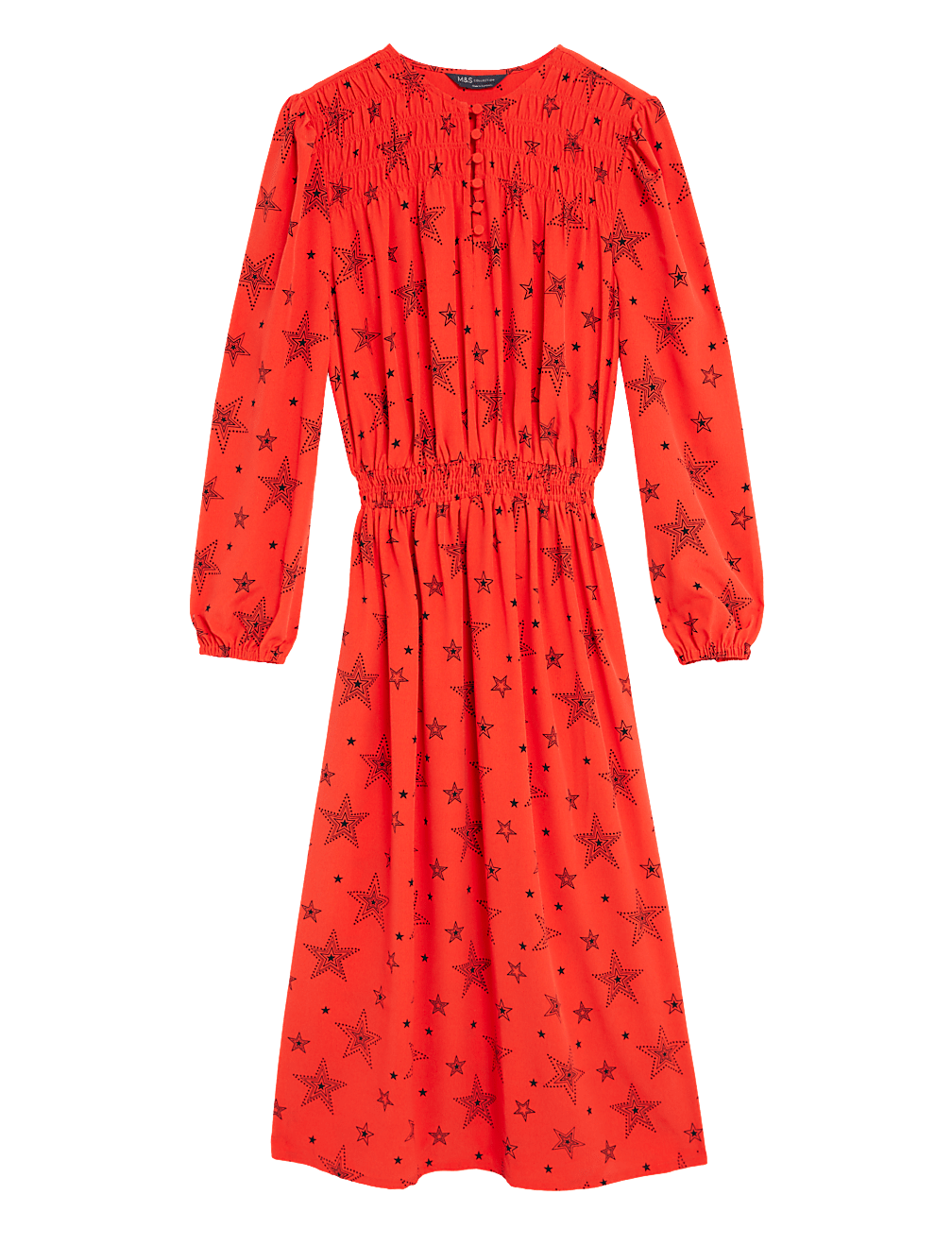 Star Print Midi Waisted Dress