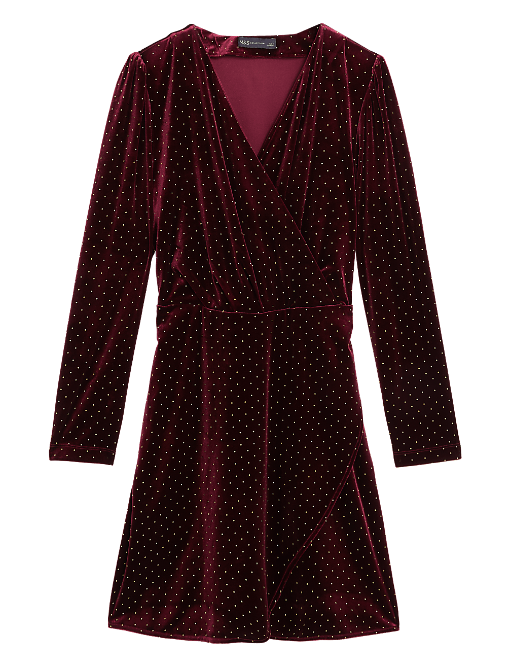 Velvet Studded Knee Length Wrap Dress