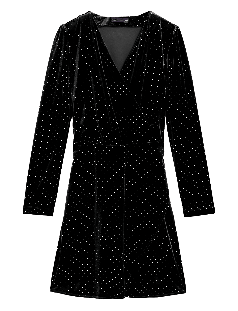 Velvet Studded Knee Length Wrap Dress