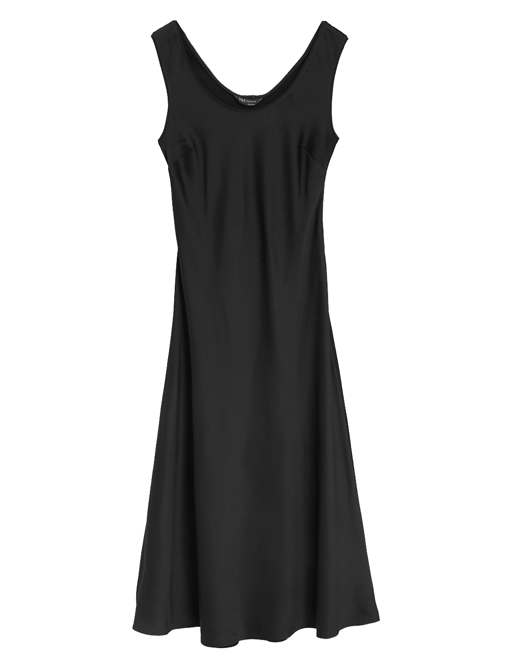 Satin Round Neck Midi Slip Dress