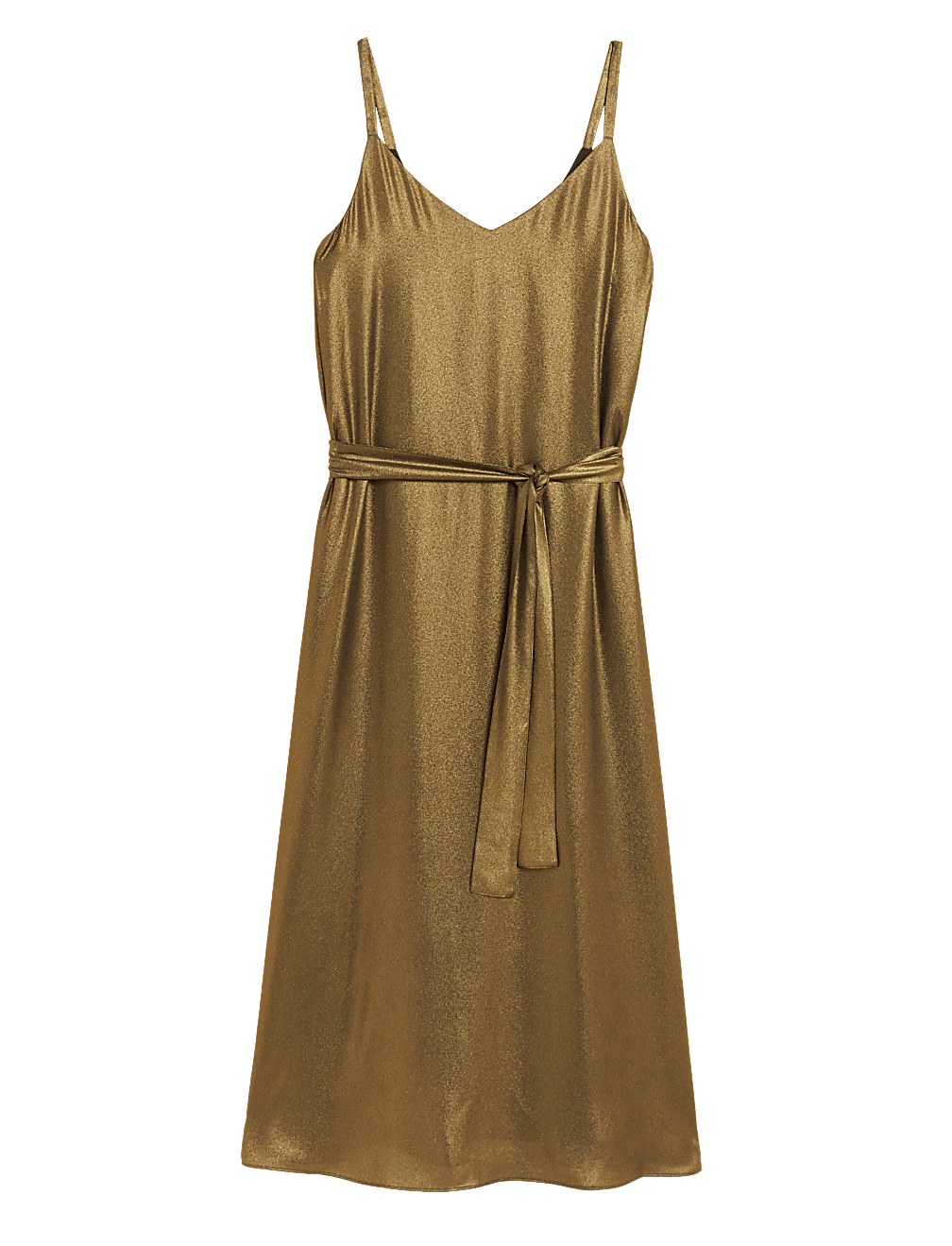 Lamé V-Neck Midi Slip Dress