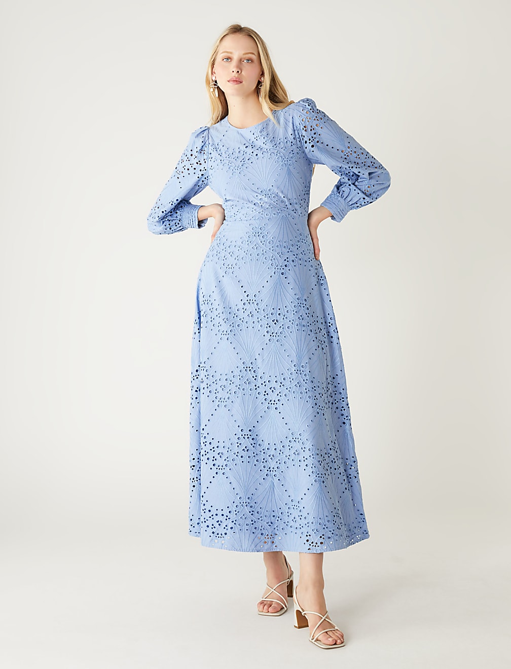 Pure Cotton Broderie Midaxi Tea Dress