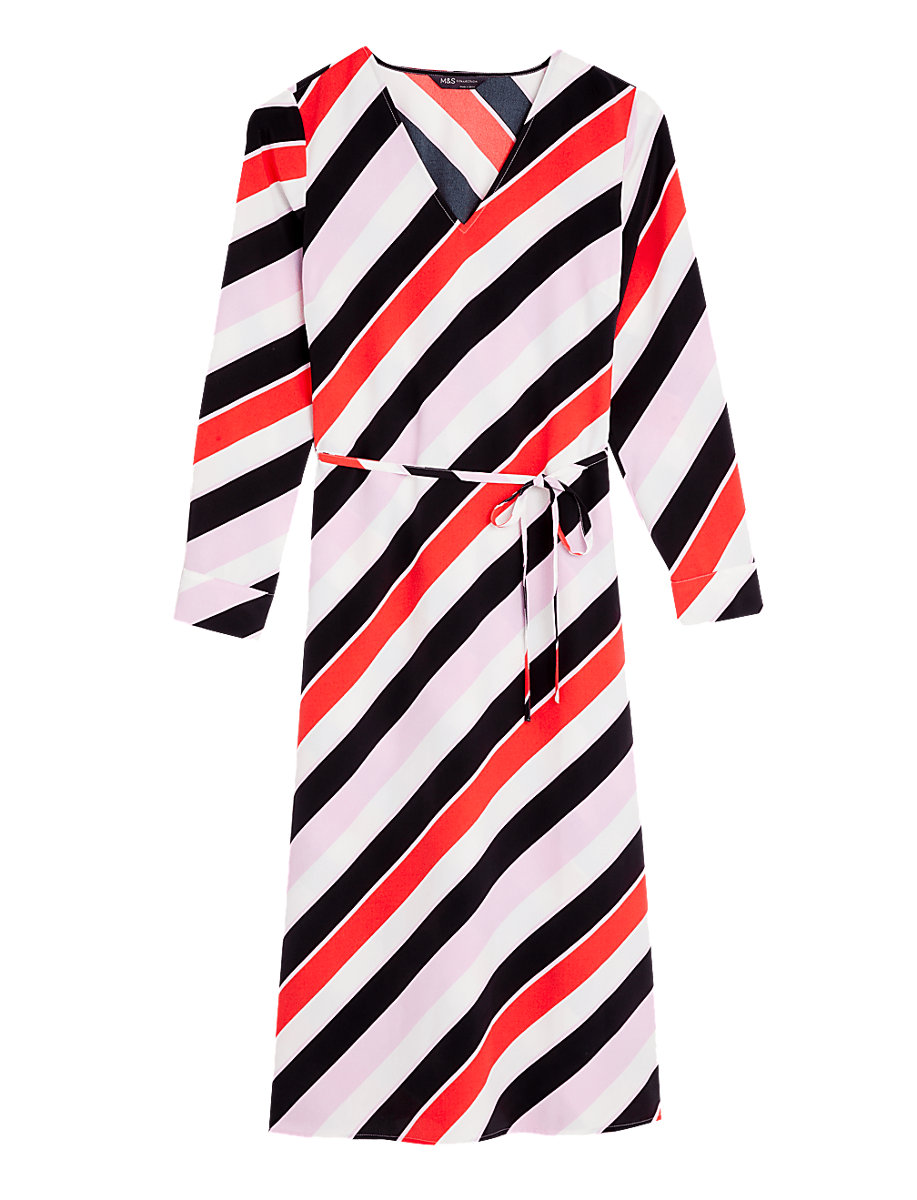 Striped V-Neck Midi Column Dress