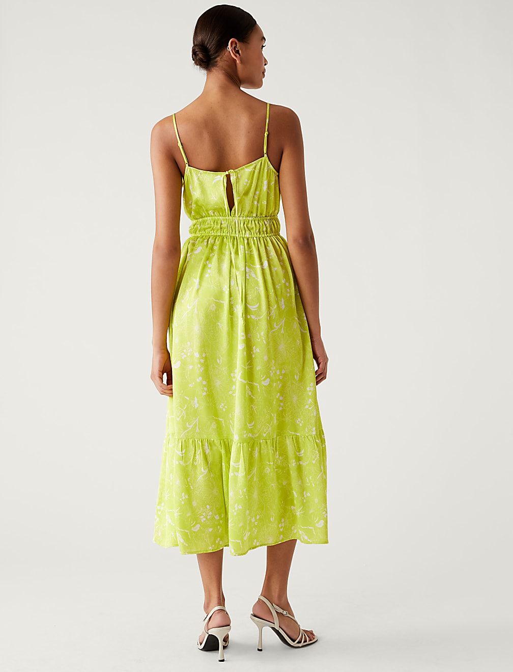 Printed V-Neck Midaxi Waisted Dress