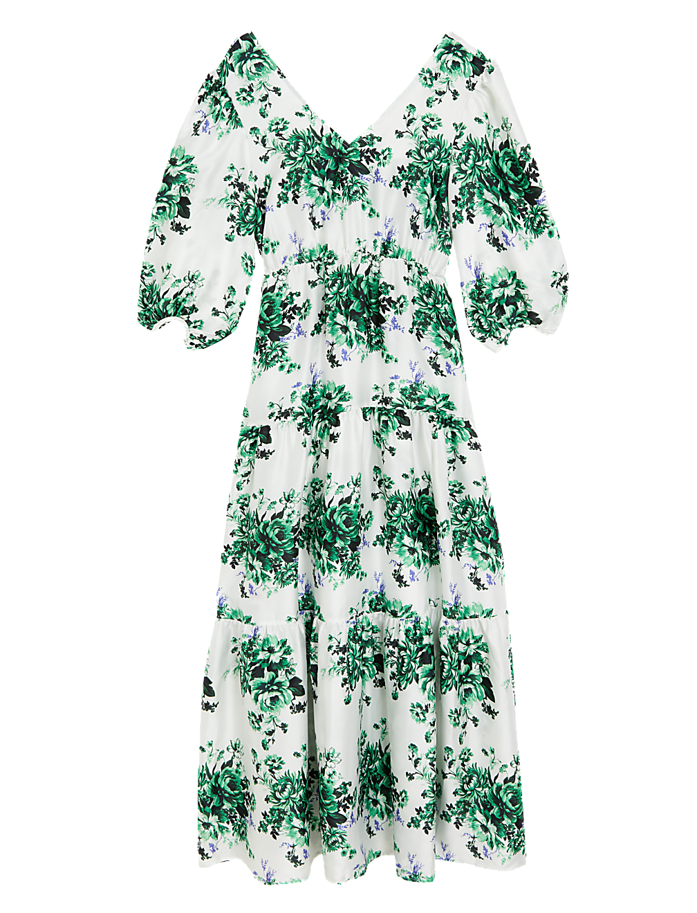 Floral V-Neck Midaxi Tiered Dress