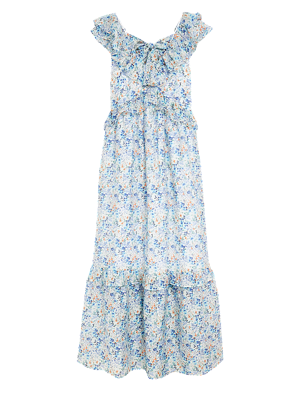 Floral V-Neck Midaxi Tiered Dress