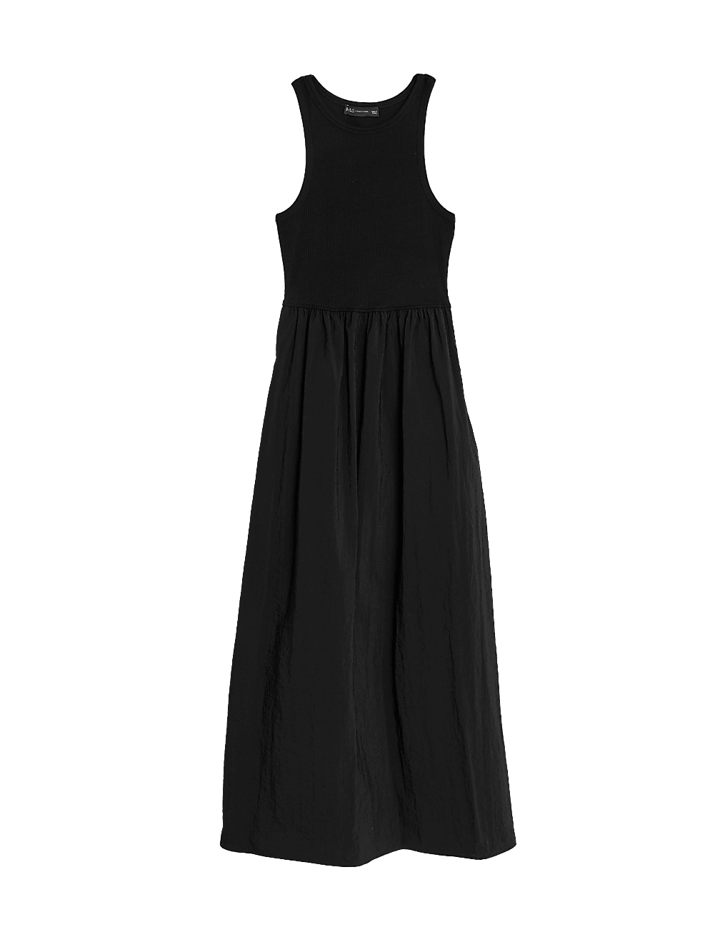 Jersey Round Neck Midi Waisted Dress