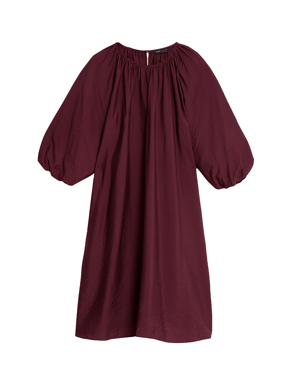 Puff Sleeve Knee Length Shift Dress