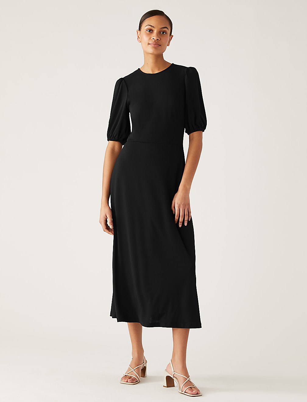 Jersey Round Neck Midi Tea Dress