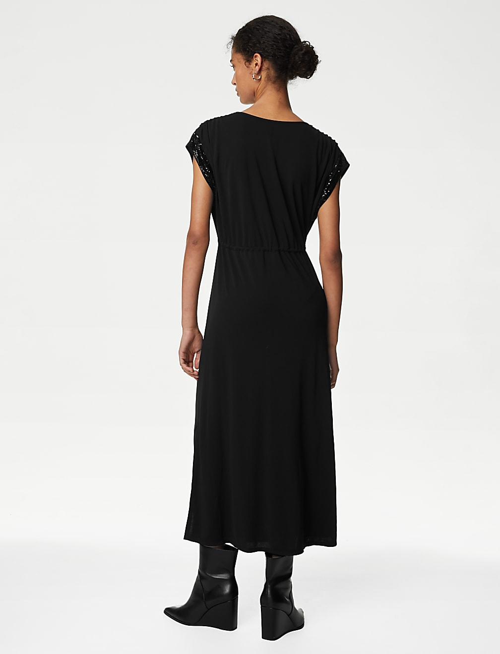 Sequin Embellished Midi Waisted Dress