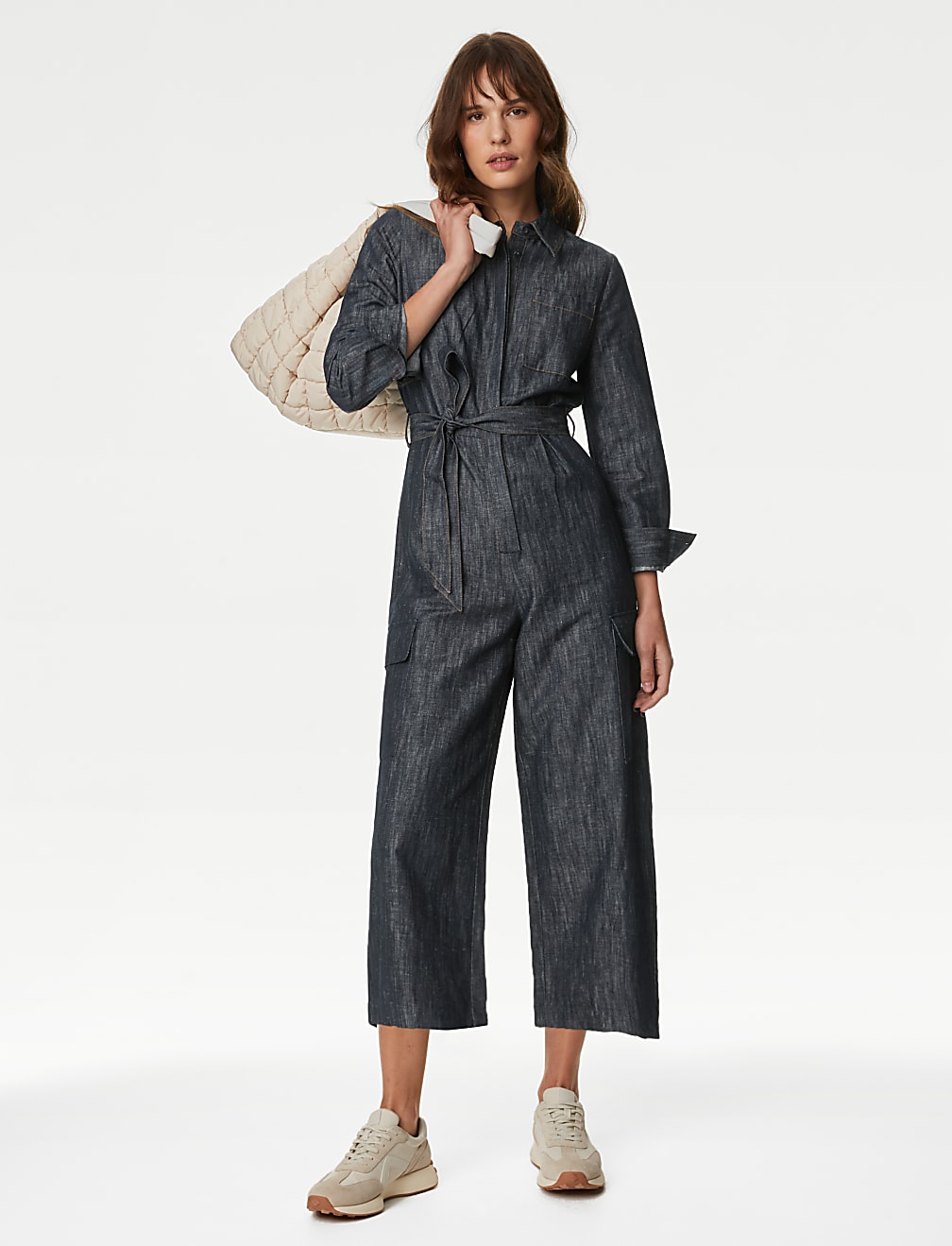 Buy Denim Belted Ankle Grazer Jumpsuit at Marks Spencer