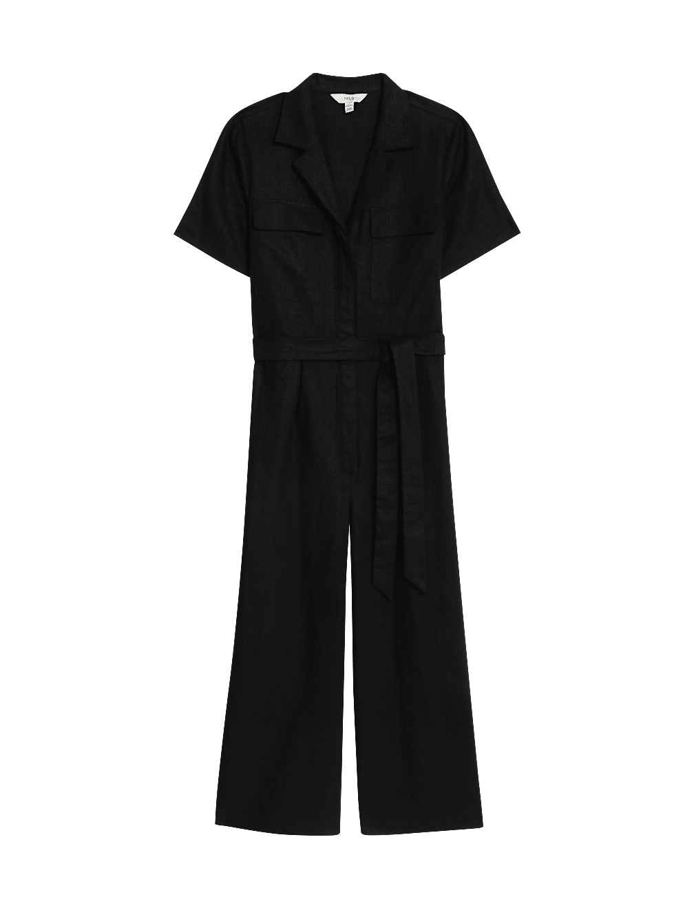 Linen Blend Belted Utility Jumpsuit
