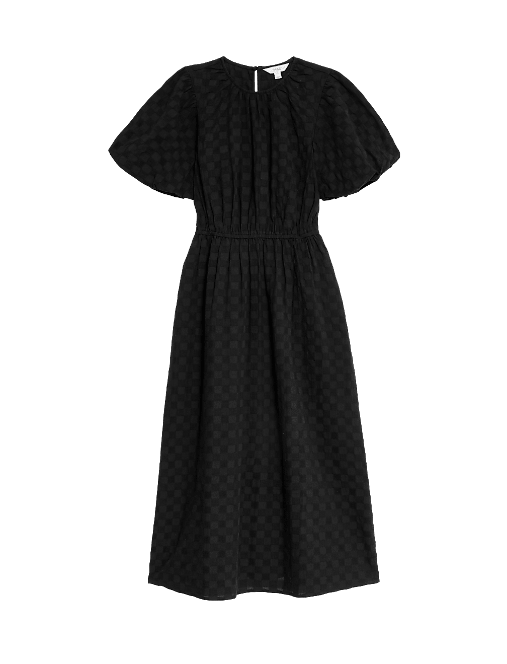 Pure Cotton Checked Midi Waisted Dress
