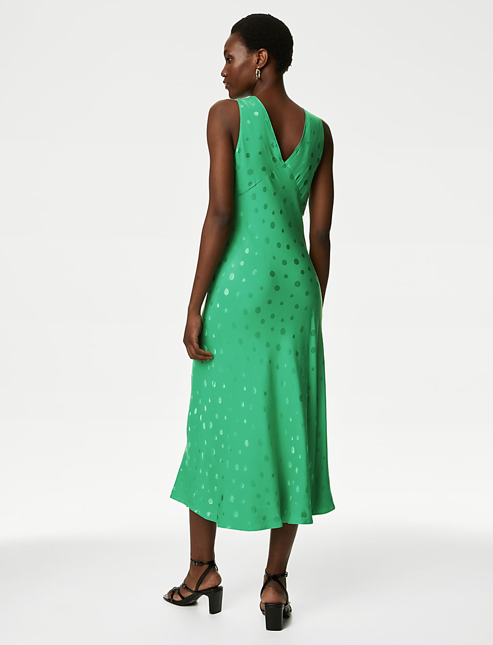 Jacquard Polka Dot Midaxi Slip Dress