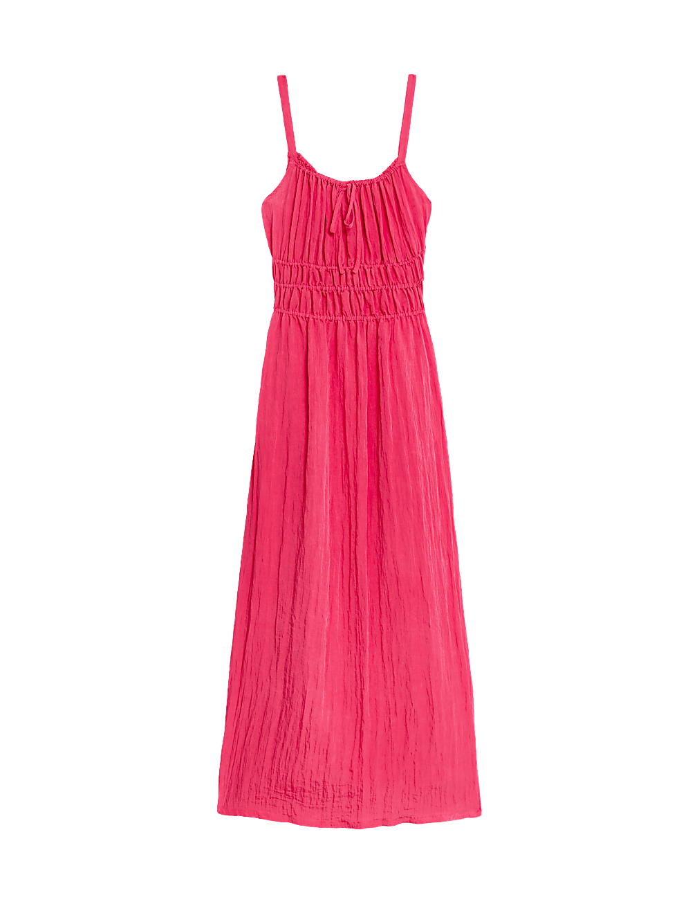 Crinkle Smocked Cami Midi Slip Dress