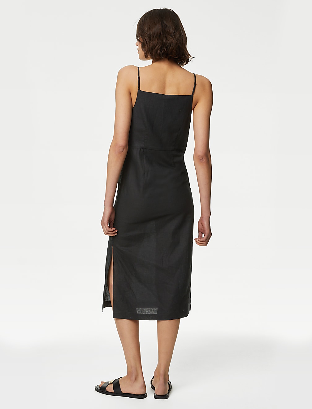 Linen Rich Beaded Midi Slip Dress