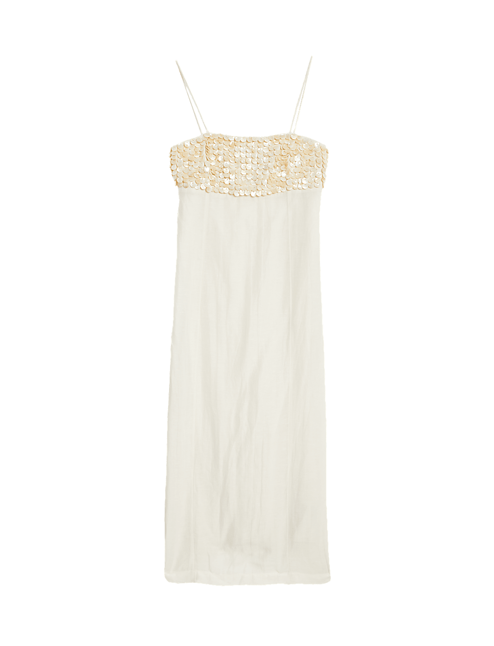 Linen Blend Embellished Midaxi Column Dress