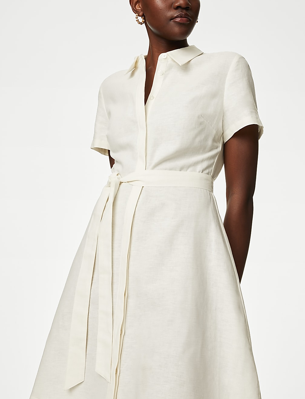 Linen Rich Mini Shirt Dress