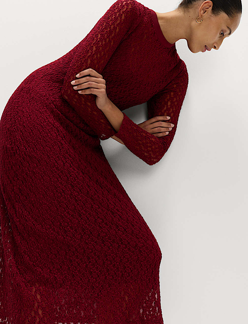 Jersey Knitted Lace Midaxi Dress