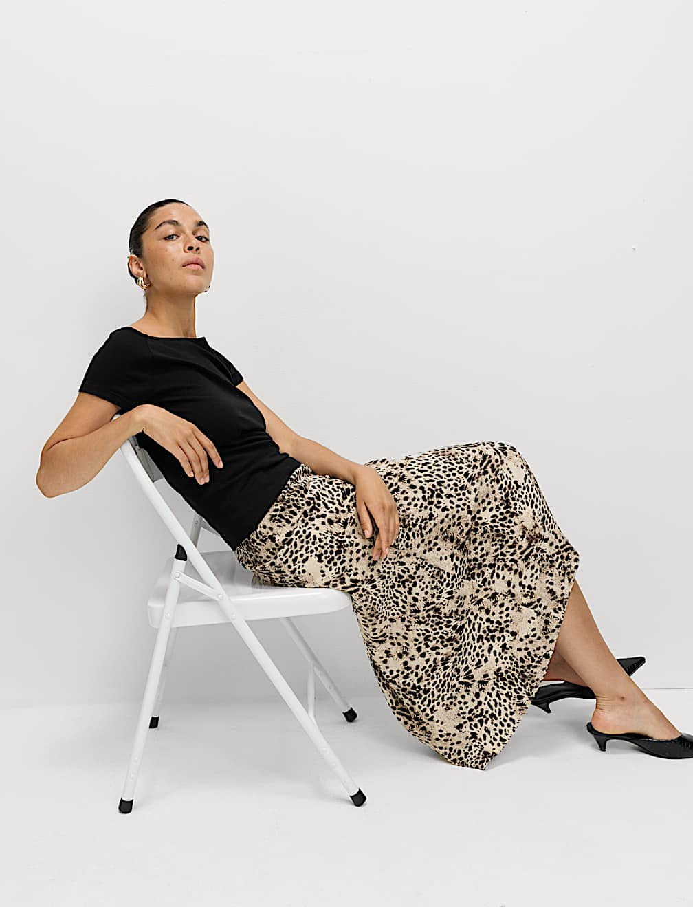 Animal Print Maxi Slip Skirt