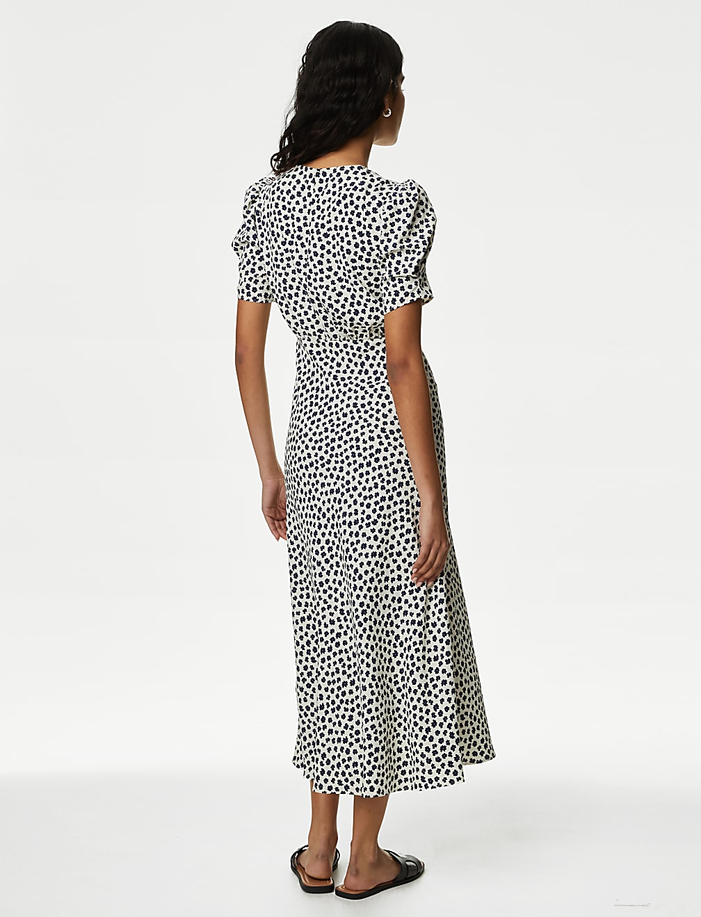Printed Puff Sleeve Midaxi Tea Dress