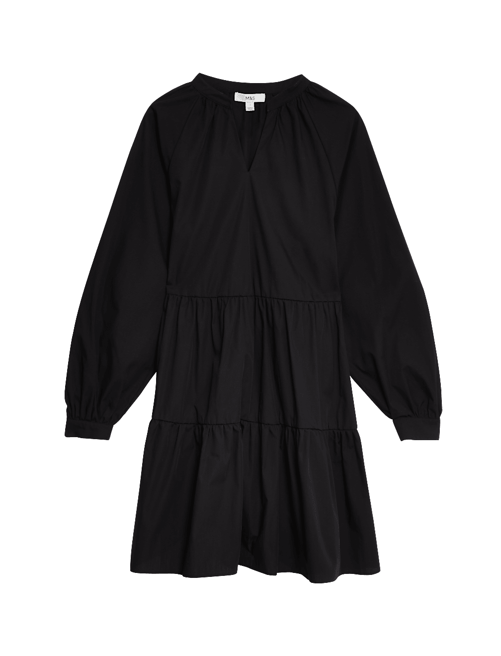 Pure Cotton V-Neck Mini Tiered Dress
