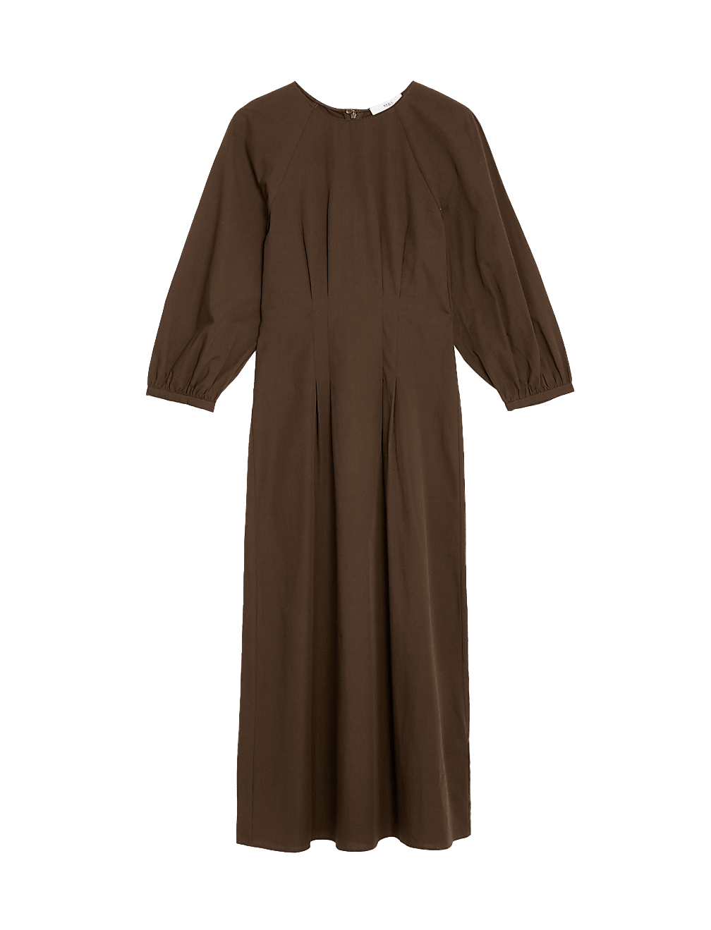 Pure Cotton Round Neck Midaxi Waisted Dress
