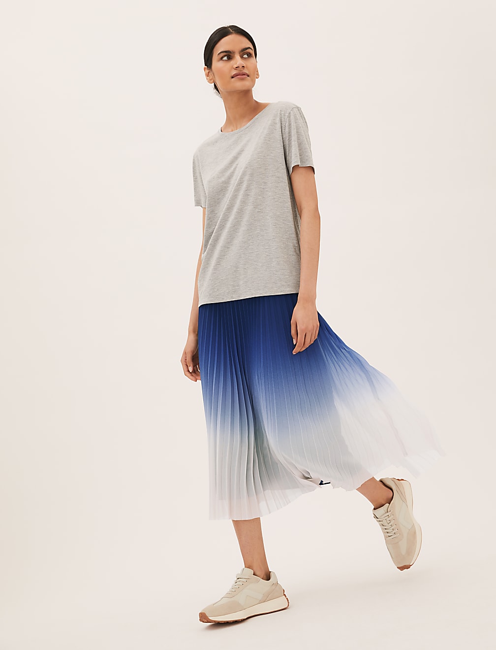 Ombre Pleated Midaxi Skirt