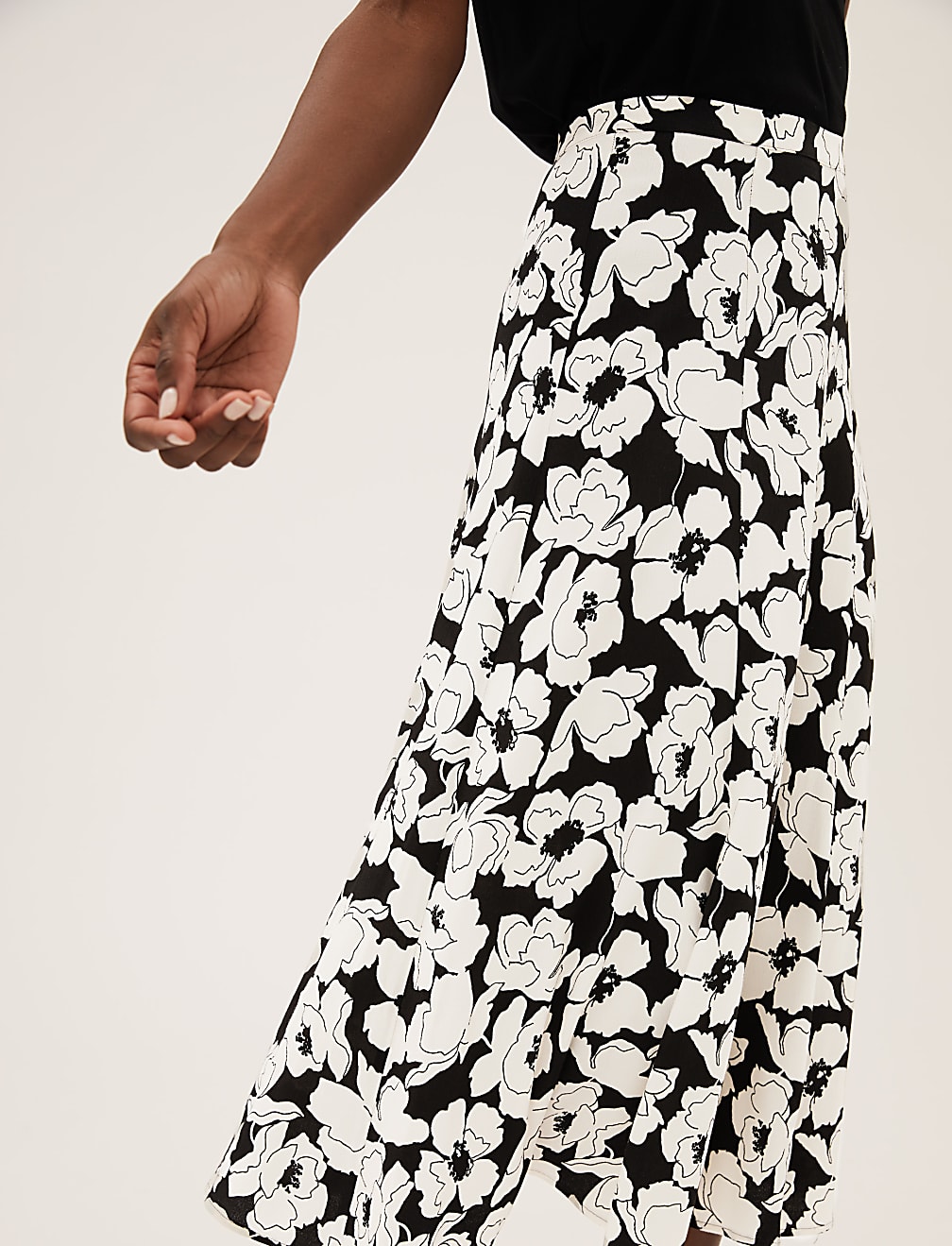 Floral Midi A-Line Skirt