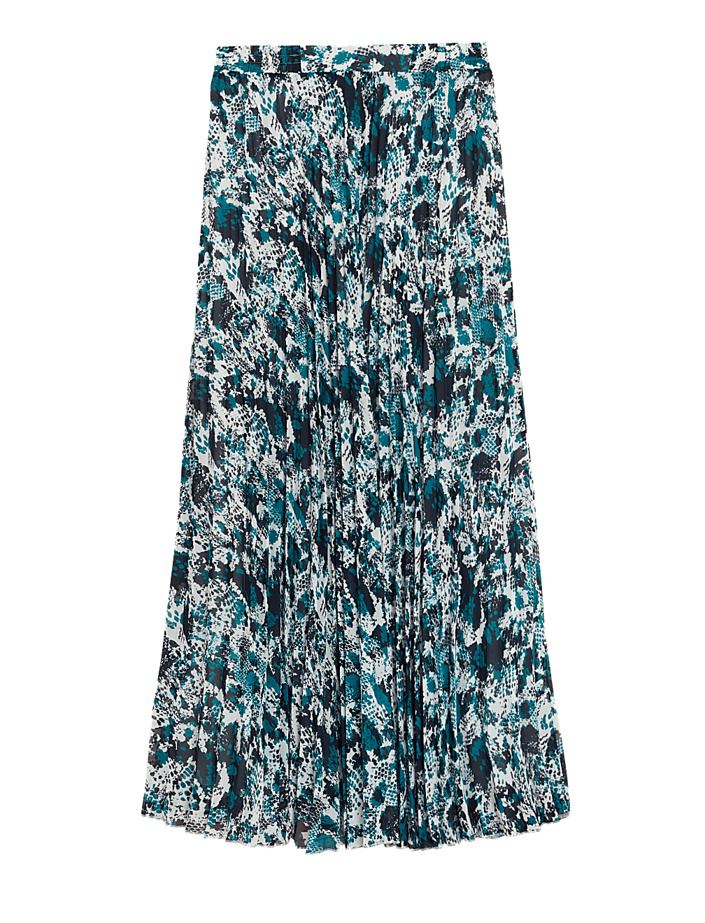 Animal Print Pleated Midaxi Skirt
