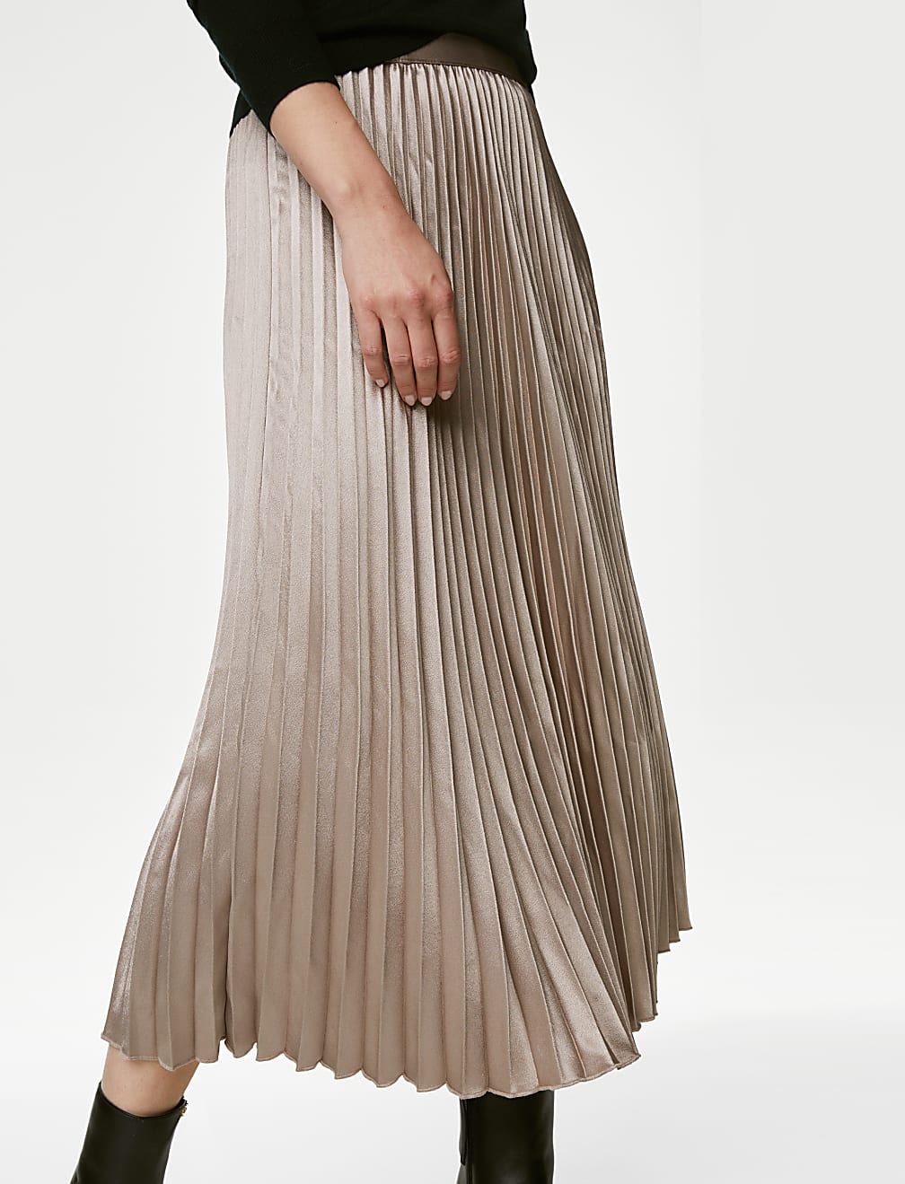 Satin Pleated Midaxi Skirt