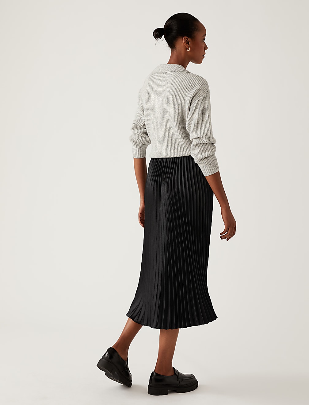 Satin Pleated Midaxi Skirt