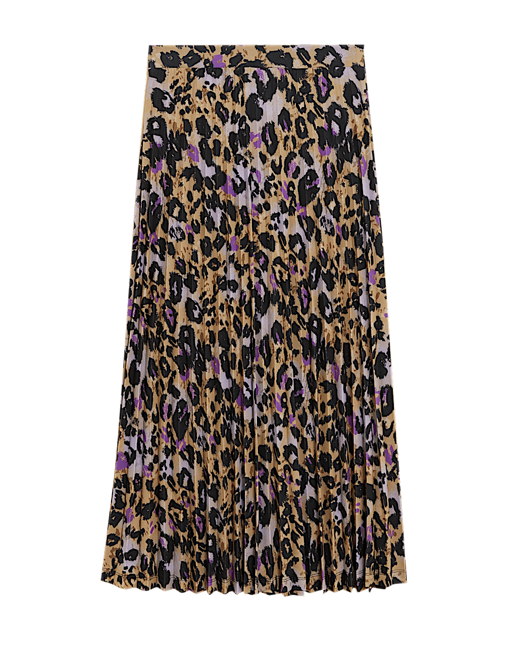 Jersey Animal Print Pleated Midi Skirt