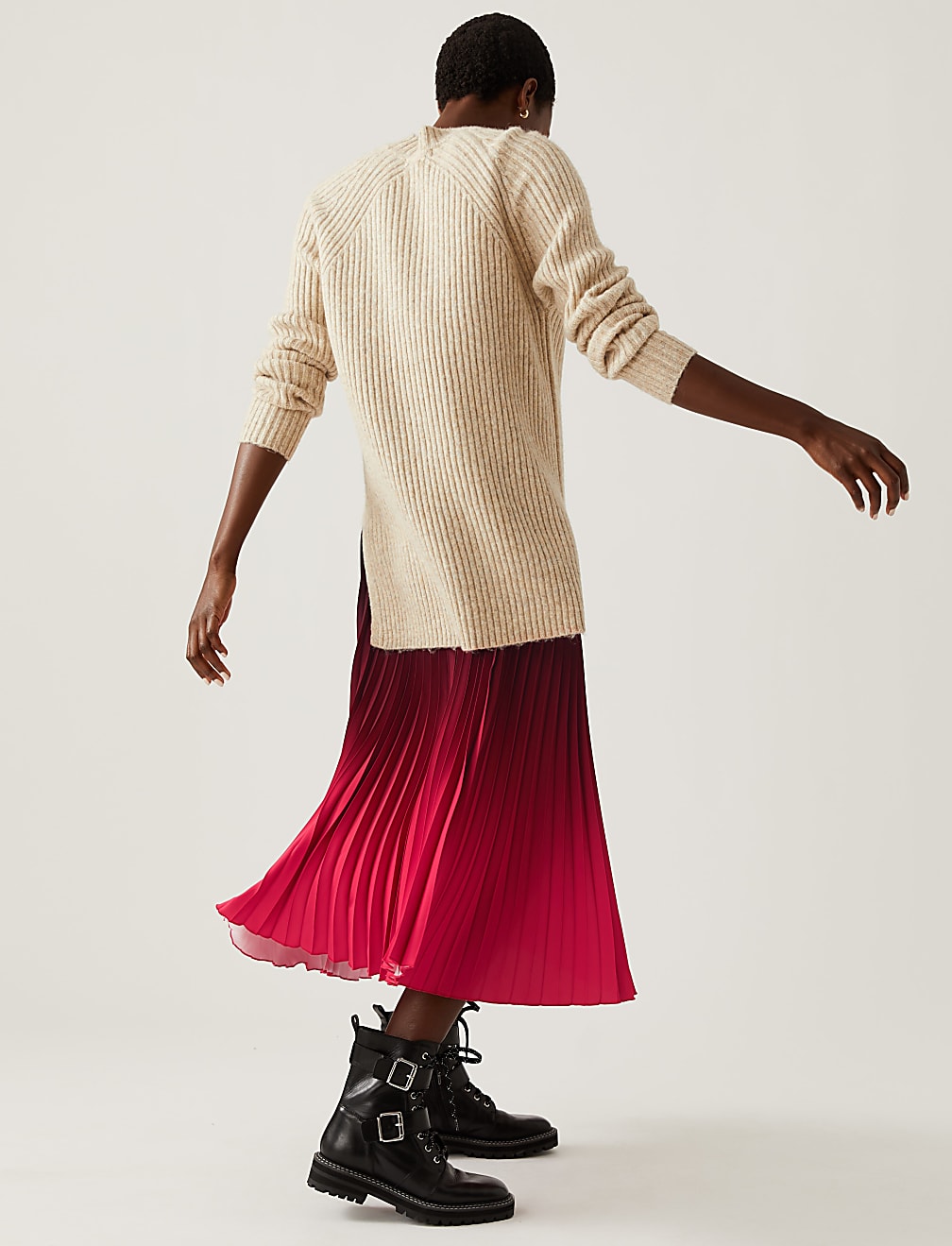 Ombre Pleated Midaxi Skirt