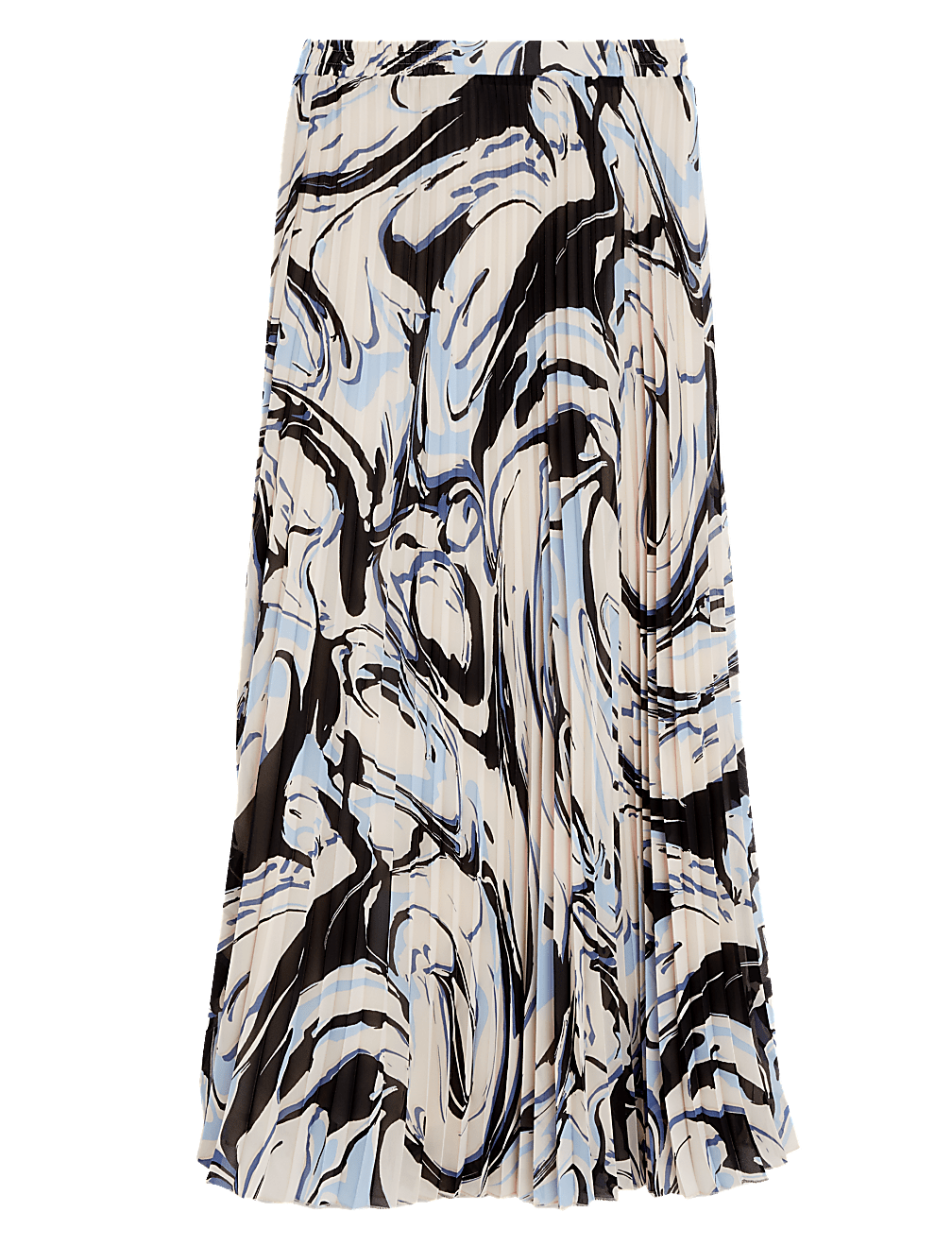 Marble Print Pleated Midaxi Skirt