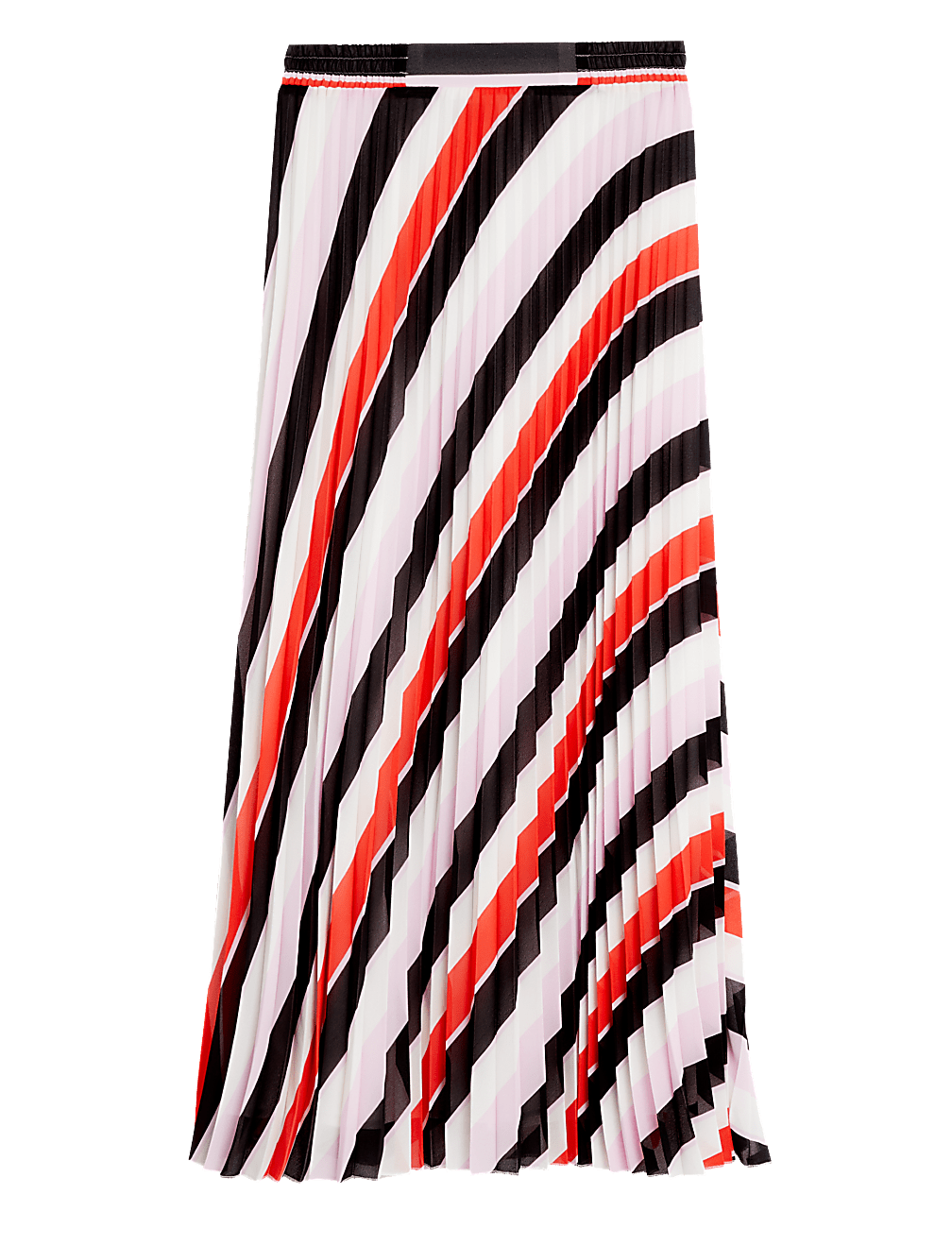 Striped Pleated Midaxi Skirt