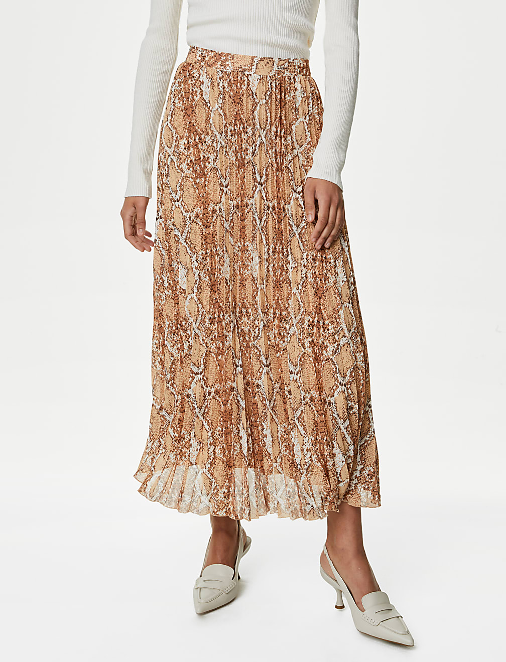 Printed Pleated Midaxi Skirt