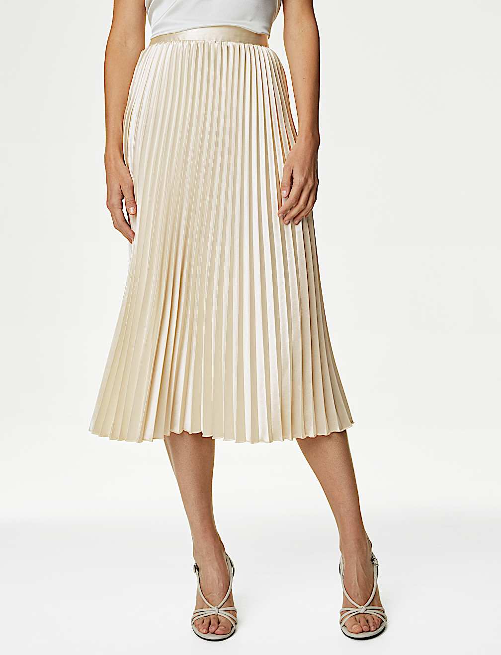 Satin Pleated Midaxi Skirt
