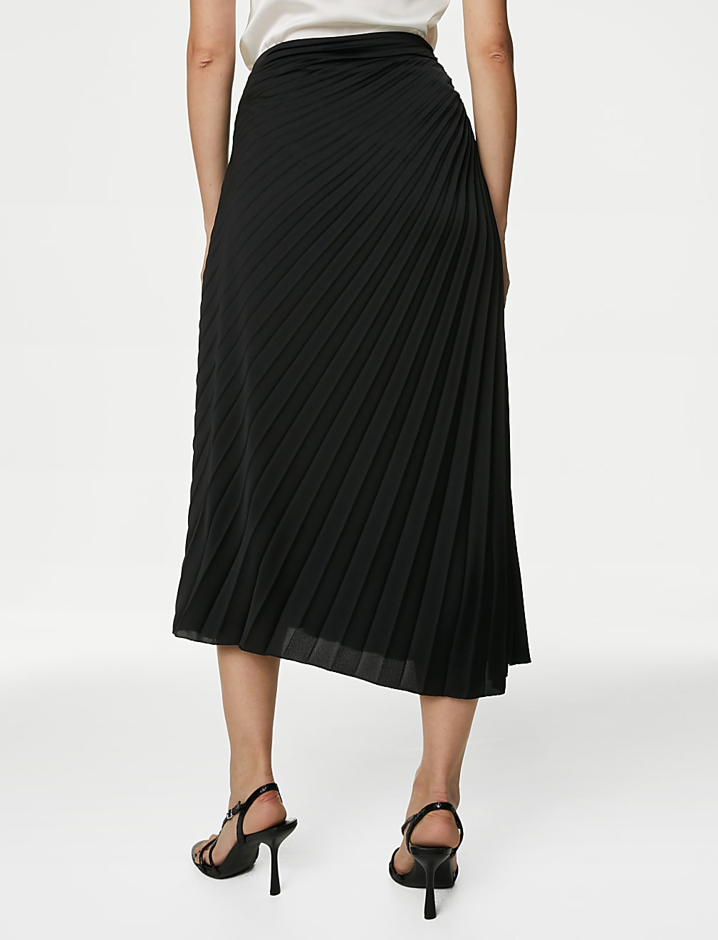 Pleated Midaxi Asymmetric Skirt