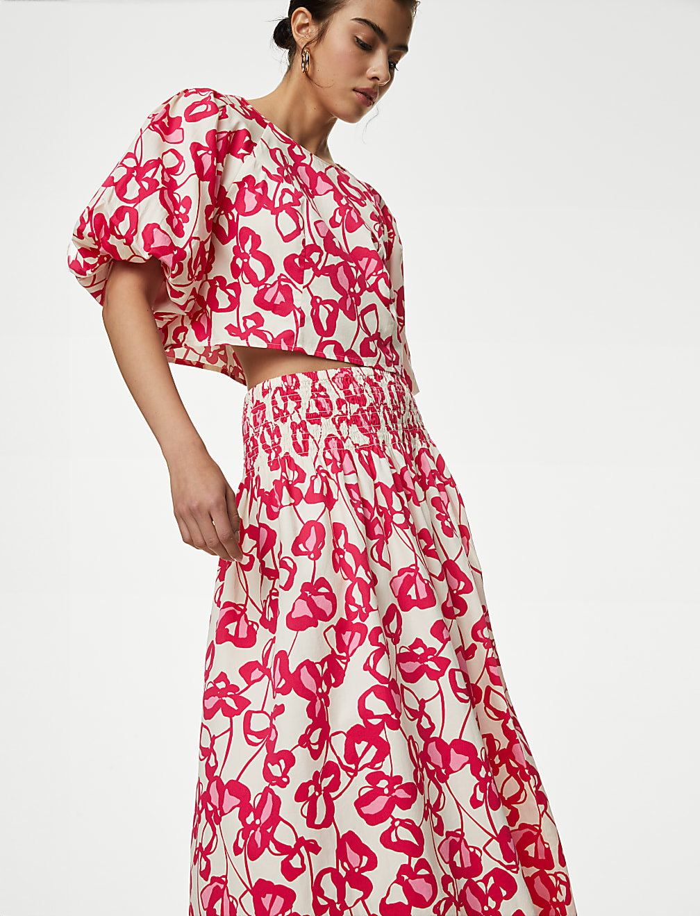 Pure Cotton Printed Maxi A-Line Skirt