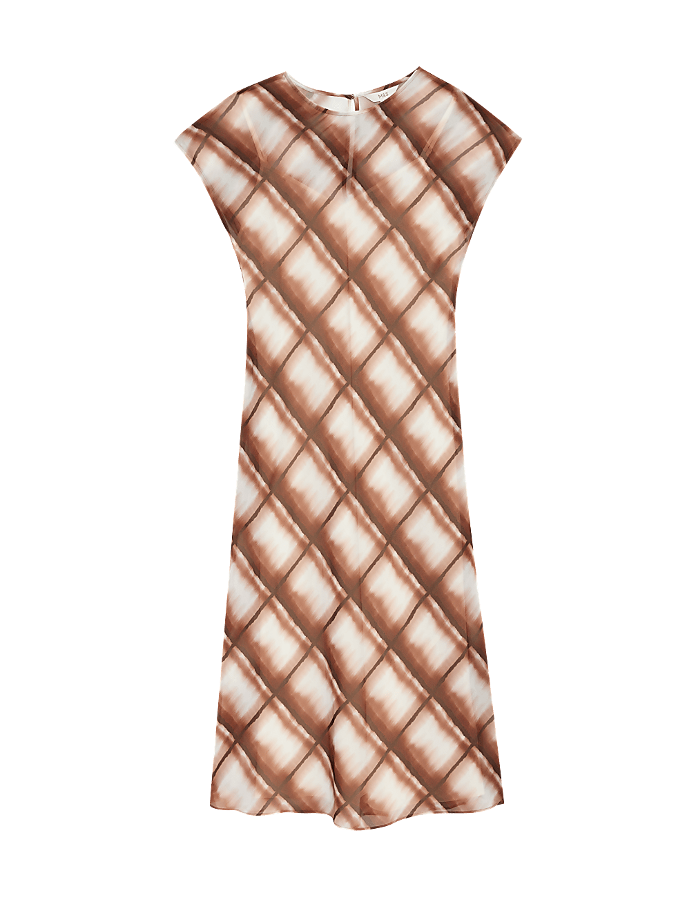 Printed Round Neck Midi Column Dress