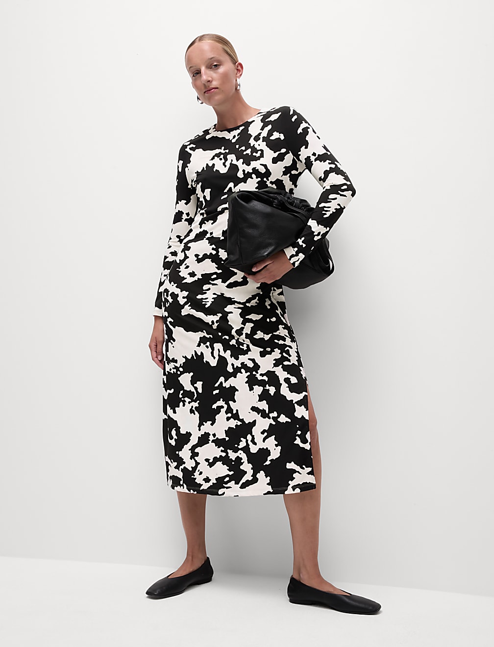 Printed Round Neck Midaxi Column Dress