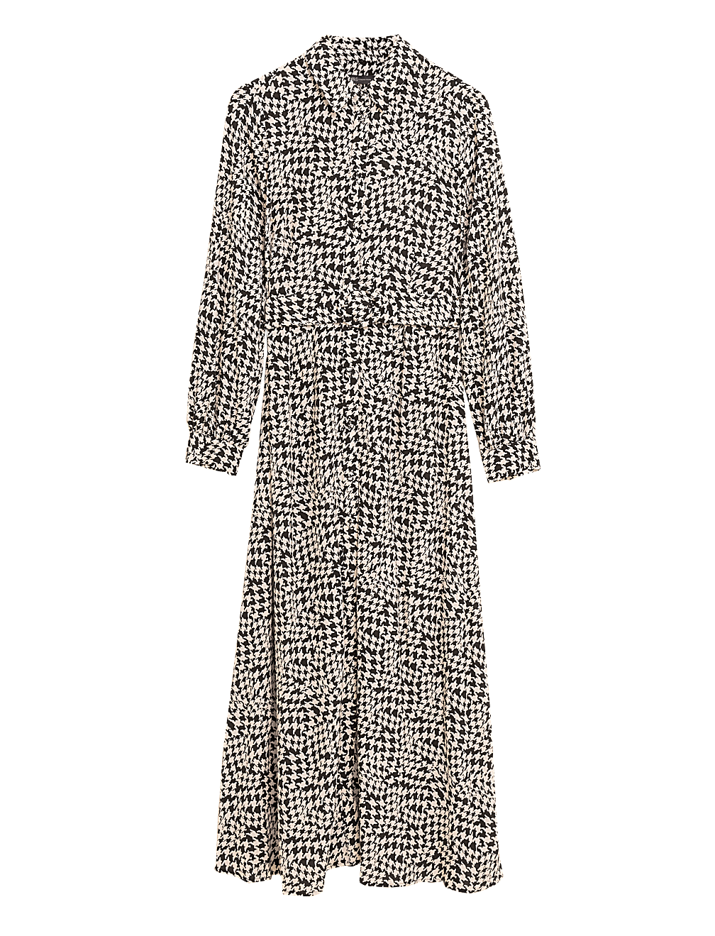 Dogtooth Belted Midaxi Shirt Dress