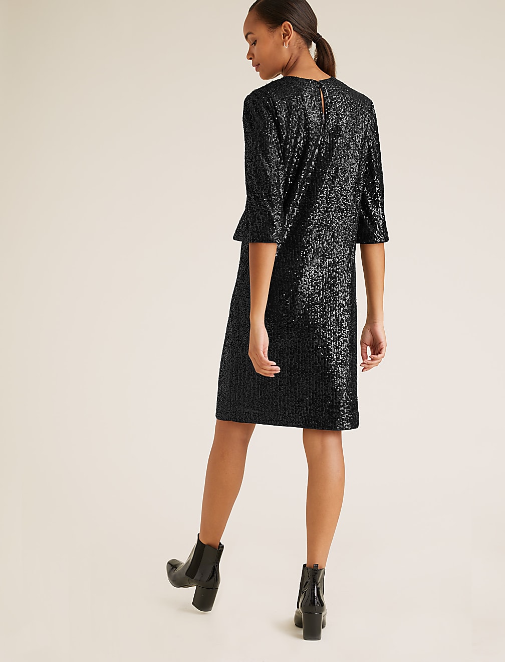 Sequin Knee Length Shift Dress