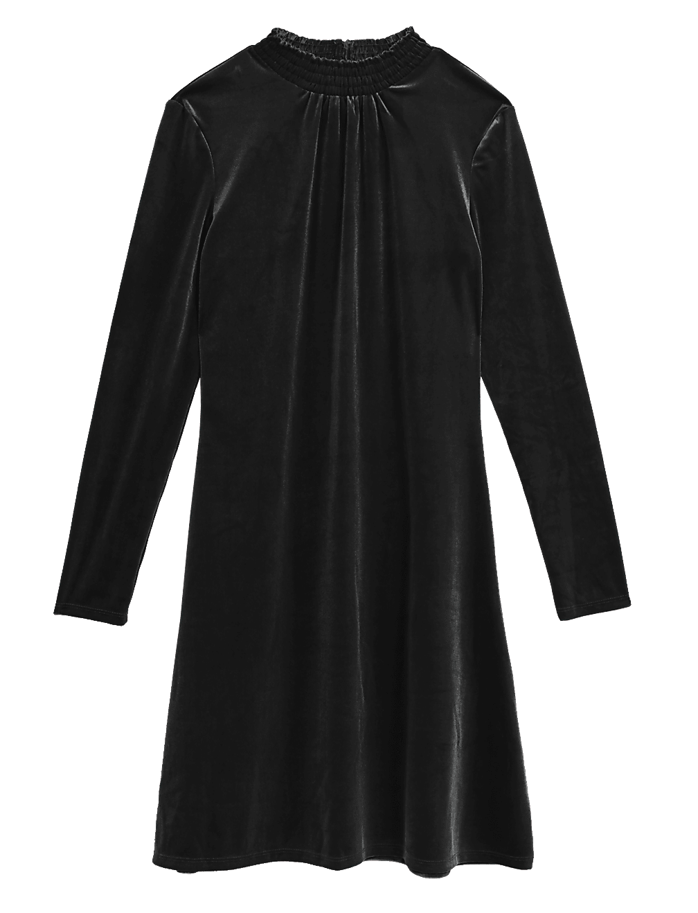 Velvet Shirred Neck Swing Dress