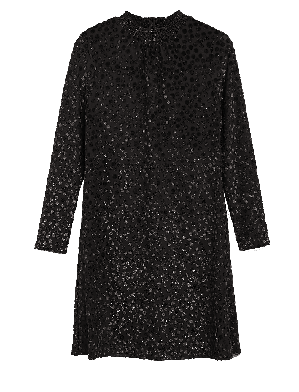Velvet Polka Dot High Neck Swing Dress