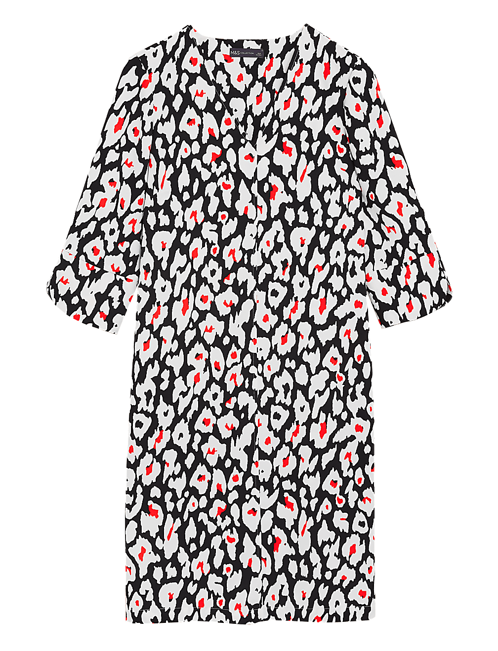 Crepe Animal Print V-Neck Shift Dress