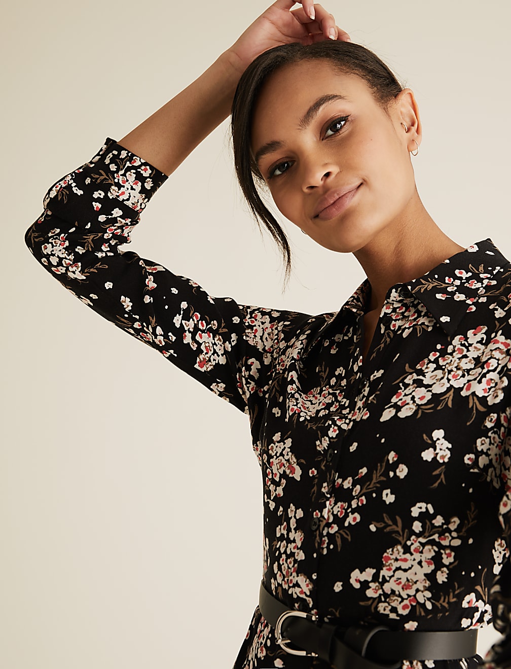 Floral Midi Shirt Dress